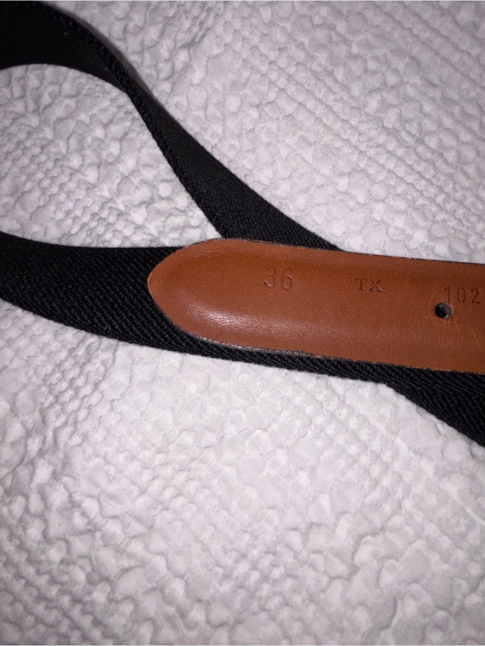 Men's Black Canvas Belt with Brown Leather Accent Trafalgar size 36